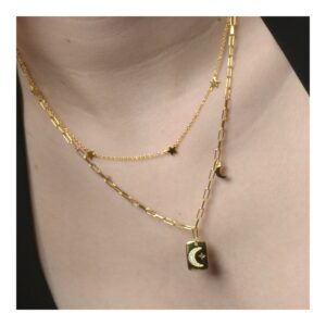 Collar plata chapa luna circonitas foto