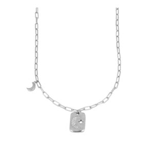 Collar plata chapa luna circonitas rodiada Collar plata chapa luna circonitas rodiada