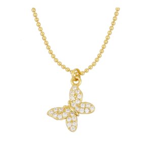 Collar plata colgante mariposa 10mm bañada oro