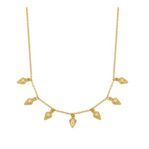 Collar plata mini chamrs 7 flechas circonitas bañada oro
