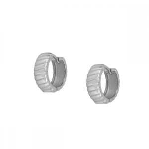 Pendiente aro plata lineas - Jade 13mm rodiada