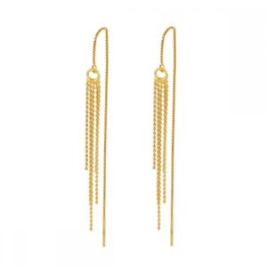 Pendiente largo plata 5 cadenas bolitas – Frost bañado oro Pendiente largo plata 5 cadenas bolitas - Frost bañado oro