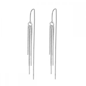 Pendiente largo plata 5 cadenas bolitas - Frost rodiada