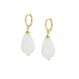 Pendiente mineral color plata – Lulu 15x10mm blanco bañada oro Pendiente mineral color plata - Lulu 15x10mm blanco bañada oro