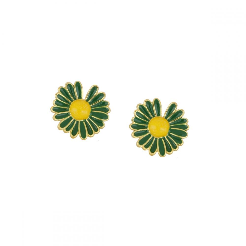 Pendiente plata margarita 12mm ( 3 colores) Pendiente plata margarita 12mm verde