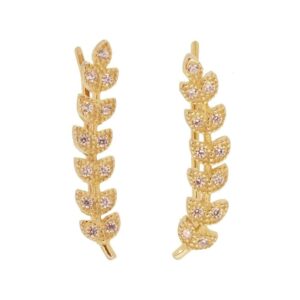 Pendiente trepador plata rama circonitas - Lush bañado oro