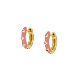Pendientes aro plata - Asta 2 colores rosa