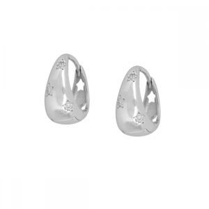 Pendientes aro plata estrellas circonitas 13x7.5mm rodiada