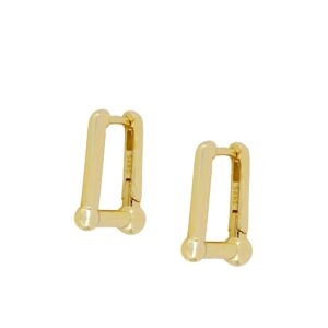 Pendientes aro plata rectangulares - Elder 13x15mm bañado oro