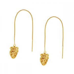 Pendientes largos plata Hoja - Shine 10mm bañado oro