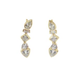 Pendientes trepadores plata circonitas – Halo bañado oro Pendientes trepadores plata circonitas - Halo bañado oro
