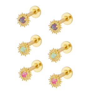 Piercing oreja plata - Neferi 5mm bañado oro