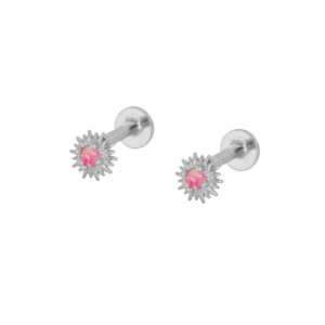 Piercing oreja plata – Neferi 5mm rodiada fucsia Piercing oreja plata - Neferi 5mm rodiada fucsia