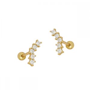 Piercing oreja plata circonitas – Vega 9mm bañado oro Piercing oreja plata circonitas - Vega 9mm bañado oro