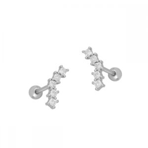 Piercing oreja plata circonitas - Vega 9mm rodiada