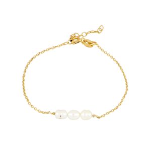 Pulsera 3 perlas naturales plata bañada oro Pulsera 3 perlas naturales plata bañada oro