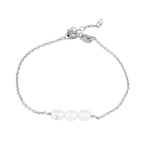 Pulsera 3 perlas naturales plata rodiada
