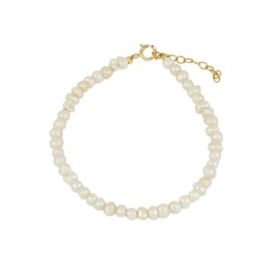 Pulsera perlas 3-4mm plata bañada oro