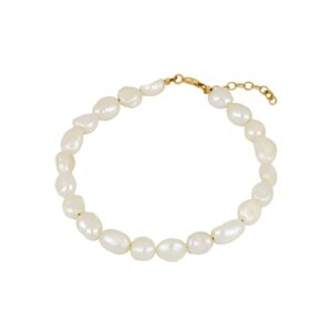 Pulsera perlas baroque 6-7mm plata bañada oro