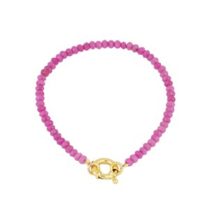 Pulsera piedra calcedonia fucsia plata bañada oro Pulsera piedra calcedonia fucsia plata bañada oro