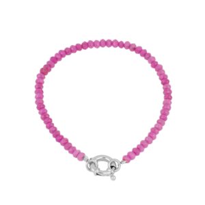 Pulsera piedra calcedonia fucsia plata rodiada
