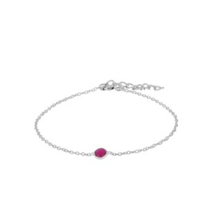 Pulsera piedra calcedonia plata 4mm rodiada