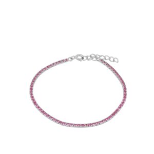 Pulsera plata circonitas rosas - Skypink rodiada