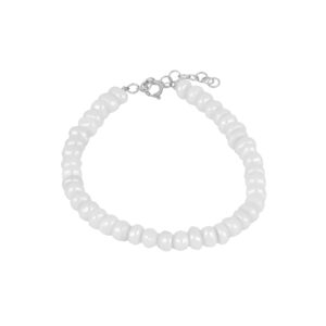 Pulsera plata de perlas 5mm rodiada Pulsera plata de perlas 5mm - imagen 2
