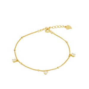 Pulsera plata ley 3 charms circonitas bañado oro