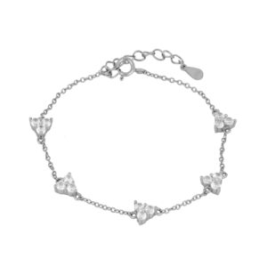 Pulsera plata mini charms triangulo circonitas 2.5mm rodiada Pulsera plata mini charms triangulo circonitas 2.5mm rodiada