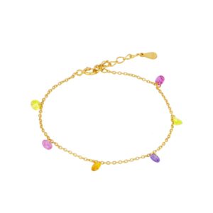 Pulsera plata mini circonitas colores 4mm bañada oro