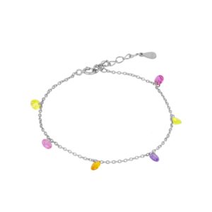 Pulsera plata mini circonitas colores 4mm rodiada Pulsera plata mini circonitas colores 4mm rodiada