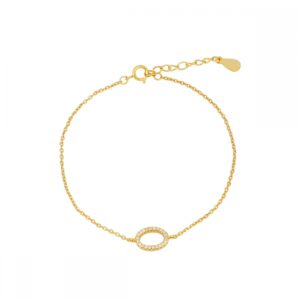 Pulsera plata ovalada circonitas - 10mm