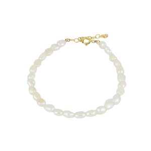 Pulsera plata perlas Baroque 3-4mm bañada oro Pulsera plata perlas Baroque 3-4mm bañada oro