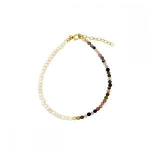 Pulsera plata perlas y turmalinas - 18cm