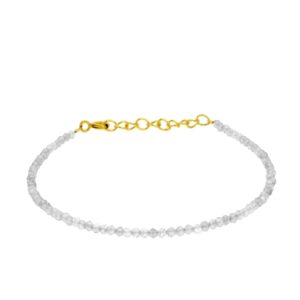 Pulsera plata piedra luna 2mm bañada oro
