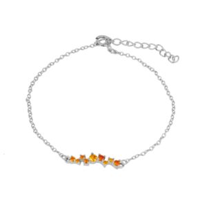 Pulsera plata puente circonitas (2 colores) rodiada naranja