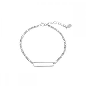 Pulsera plata rectangular 24.5mm rodiada