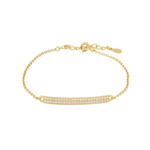 Pulsera plata rectangulo circonitas 35mm bañada oro