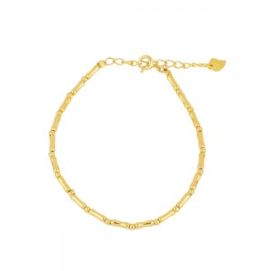Pulsera plata secuencia tubo y bola 2mm bañada oro