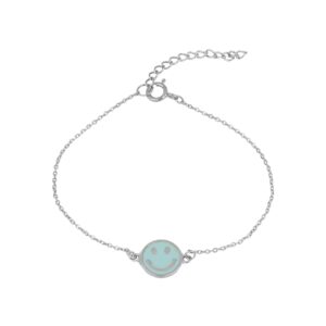 Pulsera smile azul plata 10mm brillante