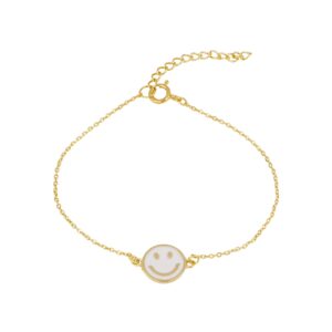 Pulsera smile blanco plata 10mm bañada oro
