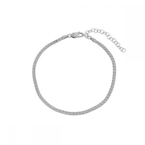 Tobillera eslabón plano plata 3mm rodiada Tobillera eslabón plano plata 3mm rodiada