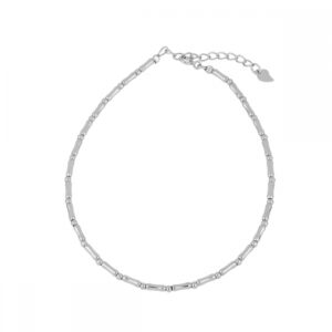 Tobillera plata ley tubo y bola 2mm rodiada