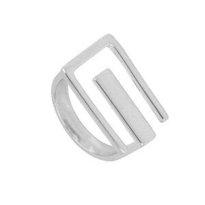 Anillo abierto plata 3 barras - Veraceon rodiada