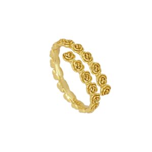 Anillo abierto rosas plata - JD bañada oro