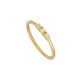 Anillo plata 3 piedras opalo - Skarner bañada oro
