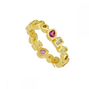 Anillo plata circonitas colores - Almas 5mm bañada oro