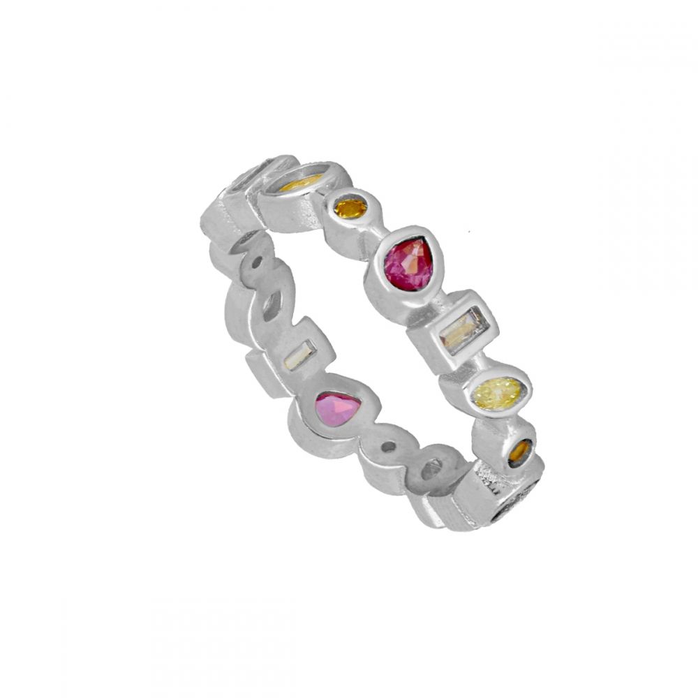Anillo plata circonitas colores - Almas 5mm Anillo plata circonitas colores - Almas 5mm rodiada