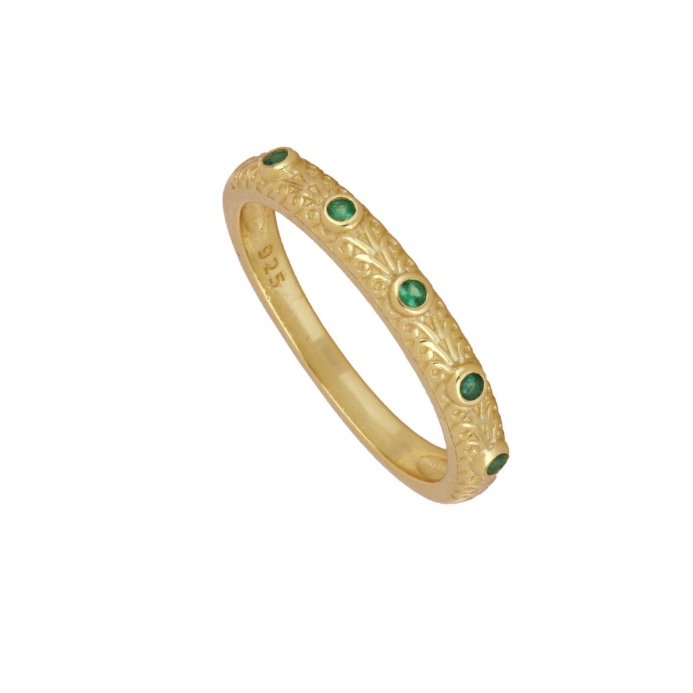 Anillo plata circonitas verdes - Fiora Anillo plata circonitas verdes - Fiora bañada oro
